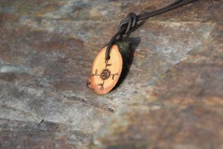 Amulet šamanský 4 živly, SIBERIA kutatá kožené šňůrka: VINTAGE tmavohnědá - 2 mm