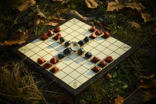 Hra Tablut, LAPPLAND dřevěné hrací kameny: dub, buk, jasan, topol, vrba ..