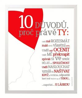 Plakát - 10 důvodů proč právě TY 40 x 50 cm, Plakát v euroclipu s plexi