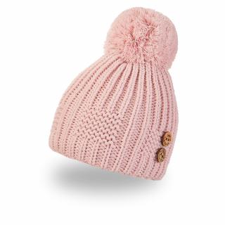 Čepice pletená bambule knoflíky Outlast ® - sv.růžová Velikost: 3 | 42-44 cm