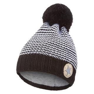 Čepice pletená cikcak s bambulí Outlast ® - černá bambule Velikost: 4 | 45-48 cm