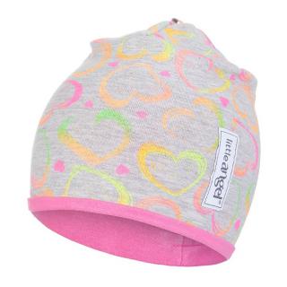 Čepice podšitá Outlast® - šedý melír neon srdce/tm.růžová Velikost: 1 | 36-38 cm