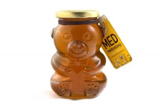 Med ve sklenici ve tvaru medvídka 380g Druh medu: Med z akátové oblasti
