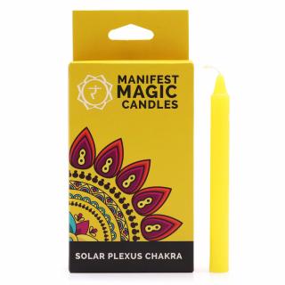 Ancient Wisdom Manifest Magic Candles Žluté 3. čakra Solar Plexus, balení 12 ks