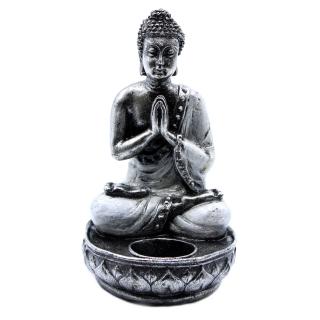 Ancient Wisdom Svícen na čajovou svíčku Buddha bílý, 22 x 12,5 x 11 cm