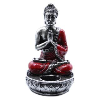 Ancient Wisdom - Svícen na čajovou svíčku - Buddha - červený, 22 x 12,5 x 11 cm