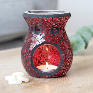Jones Home - Skleněná aroma lampa - mozaika - červená, 11 x 9 x 9 cm