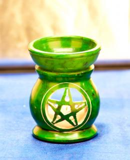 Mani Bhadra Aroma lampa Pentagram zelená Mastek, 8,5 x 6,5 cm