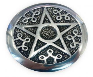 Mani Bhadra Stojánek na vonné tyčinky Bílý kovový Pentagram Altar, Ø 8,5 cm