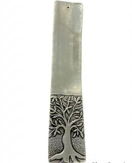 Mani Bhadra Stojánek na vonné tyčinky Bílý kovový Strom života, 4,5 x 23,5 cm