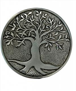 Mani Bhadra Stojánek na vonné tyčinky Bílý kovový Strom života, Ø 12,5 cm