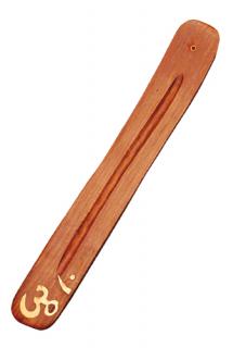 Mani Bhadra Stojánek na vonné tyčinky Mantra OHM dřevěný, 28 x 3.5 cm