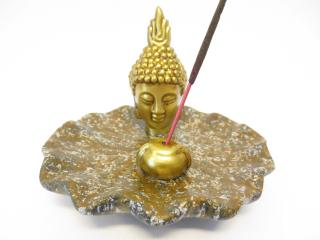 Mani Bhadra Stojánek na vonné tyčinky Zlatý thajský Buddha hnědá Lotos