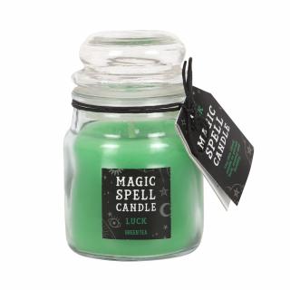 Spirit of Equinox Magická vonná svíčka ve skle Magic Spell Candle Luck (Zelená), 8,6 x 5,8 cm