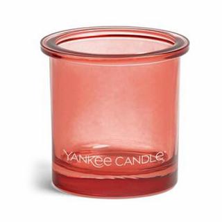 Yankee Candle Skleněný svícen na čajové a votivní svíčky (korálová), 7 x 7 cm