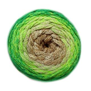 Macrame Cotton Spectrum 1322 hnědobéžová, světle zelená, zelená tráva