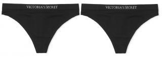 Dámské kalhotky Victoria’s Secret, 2 pack tanga černá Velikost: XS