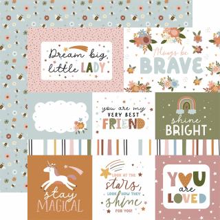 Scrapbook papír - DREAM BIG LITTLE GIRL / Journaling Cards