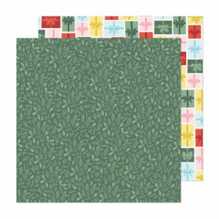 Scrapbook papír - MITTENS & MISTLETOE / Evergreen