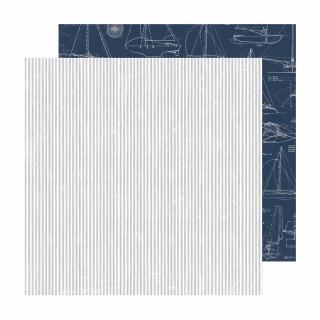 Scrapbook papír - SET SAIL / Stripes Gray