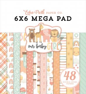 Velká sada scrapbookových papírů 6 x6  - OUR BABY GIRL / Mega pack