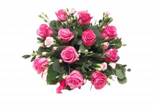 Flowerbox Amélie: růže, minkarafiáty, eucalyptus Velikost: M