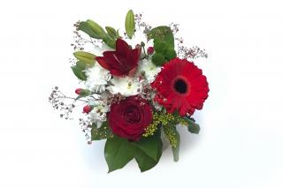 Kytice Paris - gerbera, růže, lilie, chrysanthema Velikost: M