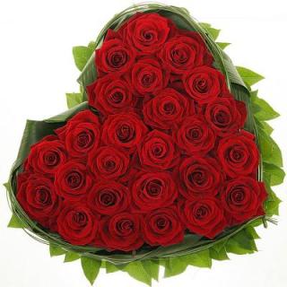 Srdce z červených růží