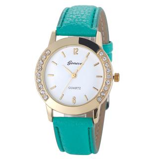 Dámské kožené hodinky Geneva Elegance - 4 barvy Barva: Tyrkysová zelená