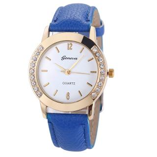 Dámské kožené hodinky Geneva Elegance II - 5 barev Barva: Modrá