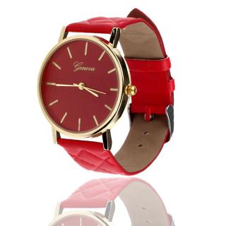 Dámské kožené prošívané hodinky Barva: Červená