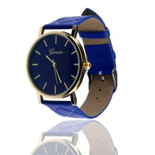Dámské kožené prošívané hodinky Barva: Modrá