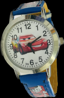 Dětské kožené hodinky Auta Blesk McQueen modré