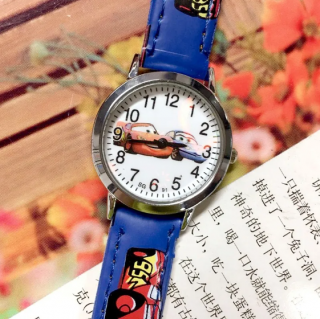 Dětské kožené modré hodinky Auta Blesk McQueen