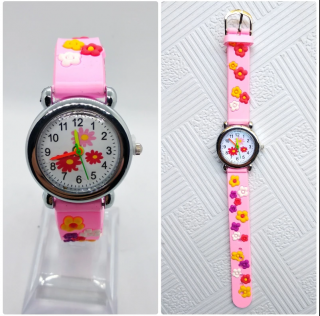 Dětské květinové hodinky - 2 barvy Barva: Světle růžové