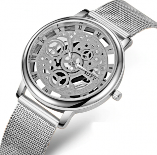 Extravagantní unisex kovové hodinky - 3 barvy Barva: Stříbrný