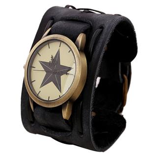 Kožené analogové hodinky Hvězda unisex - 2 barvy Barva: Černé