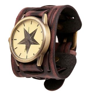 Kožené analogové hodinky Hvězda unisex - 2 barvy Barva: Hnědé