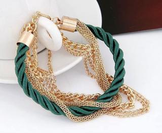 Náramek Pletená lana - 4 barvy Barva: Zelený