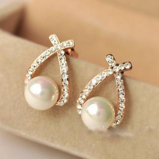 Náušnice Trendy perla - 2 barvy Barva: Zlatá