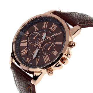 Unisex kožené hodinky Geneva Atraktivnost  - 5 barev Barva: Hnědá
