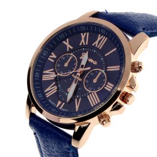 Unisex kožené hodinky Geneva Atraktivnost  - 5 barev Barva: Modrá