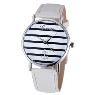 Unisex kožené hodinky Geneva Námořník času - 3 barvy Barva: Stříbrno- bílé