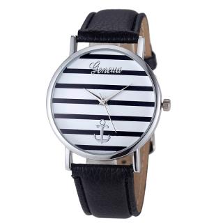 Unisex kožené hodinky Geneva Námořník času - 3 barvy Barva: Stříbrno- černé