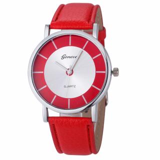 Úžasné unisex kožené Retro hodinky Geneva - 4 barvy Barva: Červená