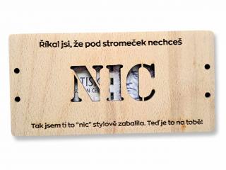Dřevěná obálka na peníze - NIC nechci