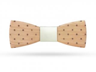 Dřevěný motýlek Dub Dots Typ stužky: Sametově bílá