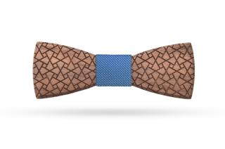 Dřevěný motýlek Ořech Delta Typ stužky: Světle modrá s puntíky
