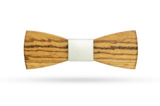 Dřevěný motýlek Zebrano Classic Typ stužky: Sametově bílá