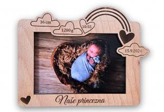 Fotorámeček k narození dítěte - duha 15x10 cm